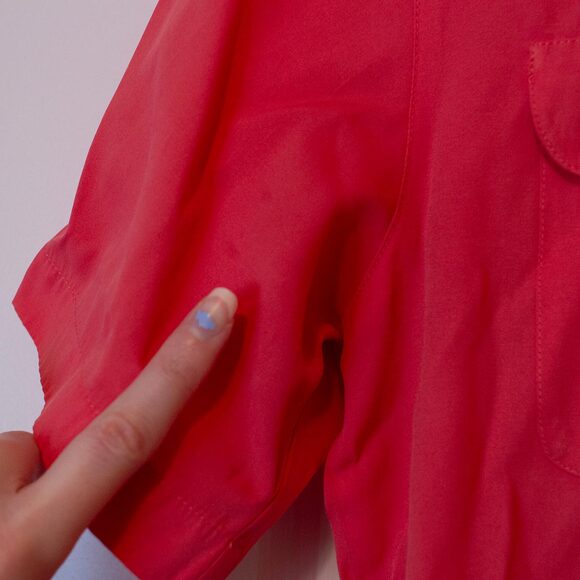 Feminine VTG Joanna Shirt Hot Pink Button Pocket Short Sleeve S | Bright Spring - Picture 6 of 7